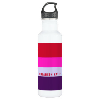 Bouteille D'eau Motif de bandes rouge, rose et violet