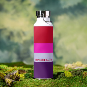 Bouteille D'eau Motif de bandes rouge, rose et violet