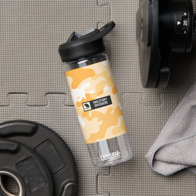 Bouteille D'eau Motif de camouflage jaune orange (Salle de sport (pivotée))