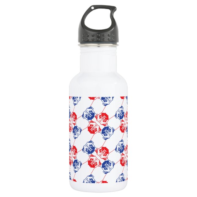 Bouteille D'eau Motif de Carlin rouge bleu (Devant)