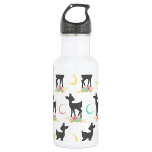 Bouteille D'eau Motif de cerf, bébé cerf, Boho, fleurs, lune
