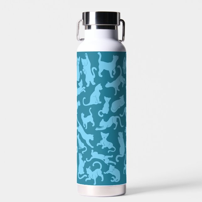 Bouteille D'eau Motif de chat bleu (Avant)