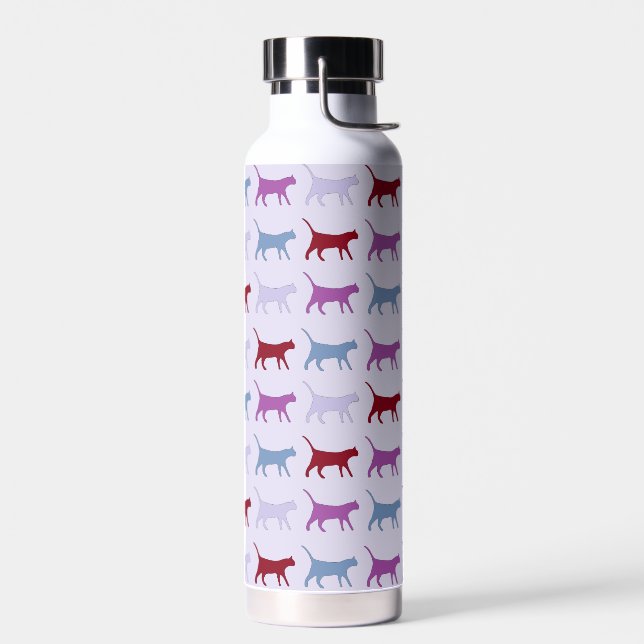 Bouteille D'eau Motif de chat qui marche violet (Gauche)
