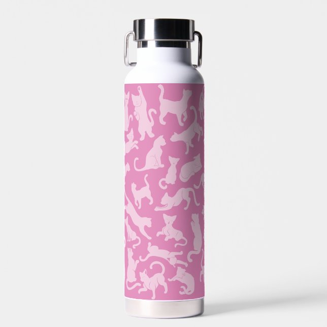 Bouteille D'eau Motif de chat rose (Avant)