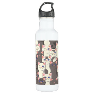 Bouteille D'eau Motif de chats blancs et gris