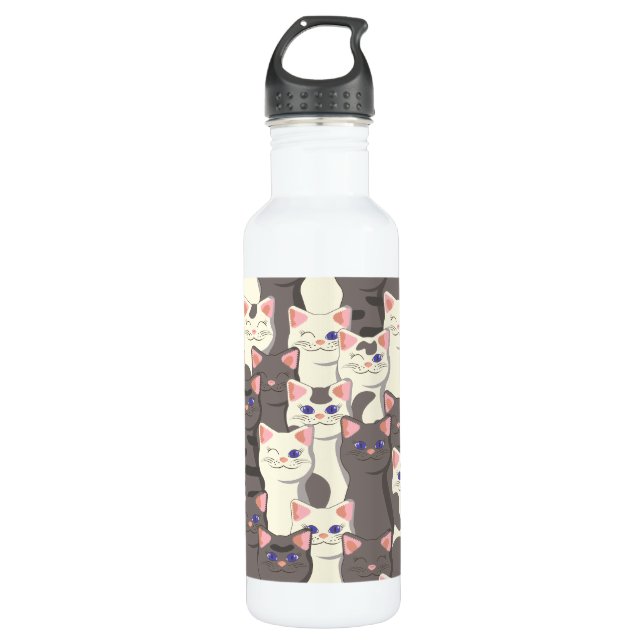 Bouteille D'eau Motif de chats blancs et gris (Devant)