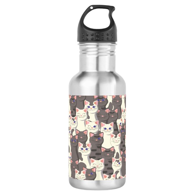 Bouteille D'eau Motif de chats blancs et gris (Devant)