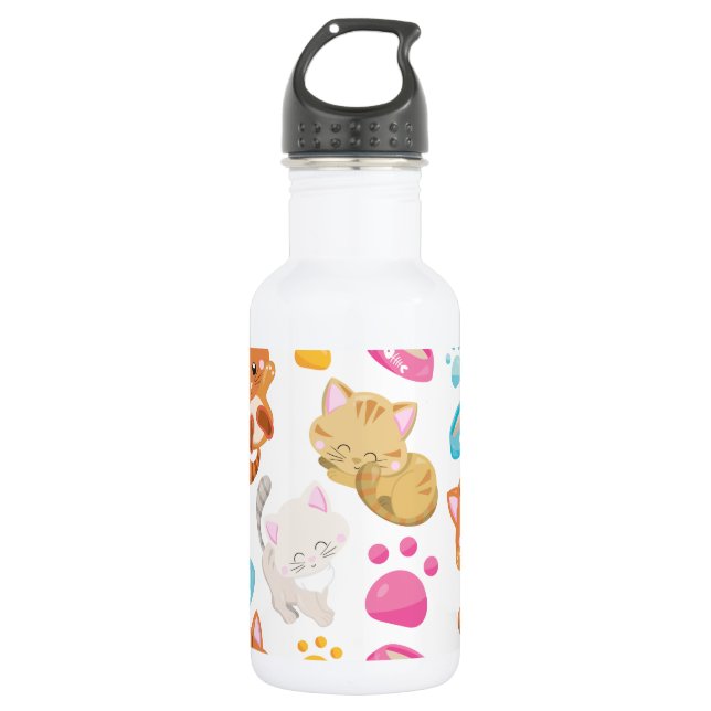 Bouteille D'eau Motif de chats, Chats mignons, Chat, Chatons, Patt (Devant)