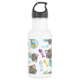 Bouteille D'eau Motif de chats, Chats mignons, Chatons, Poisson