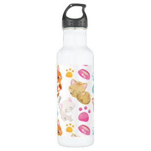 Bouteille D'eau Motif De Chats, Chats Mignons, Kitty, Chatons, Paw