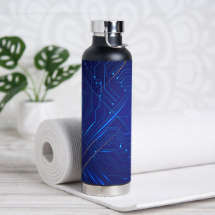 Bouteille D'eau Motif de circuit bleu et or