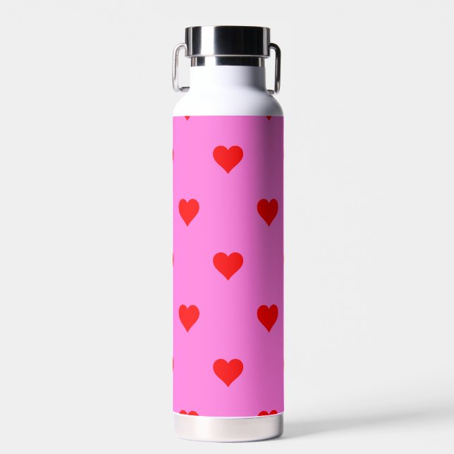 Bouteille D'eau Motif de coeur simple violet rouge mou (Avant)