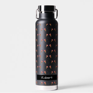 Bouteille D'eau Motif de crème glacée transparente noire avec nom