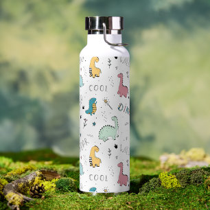 Bouteille D'eau Motif de dinosaure mignon Nom personnalisé Enfants