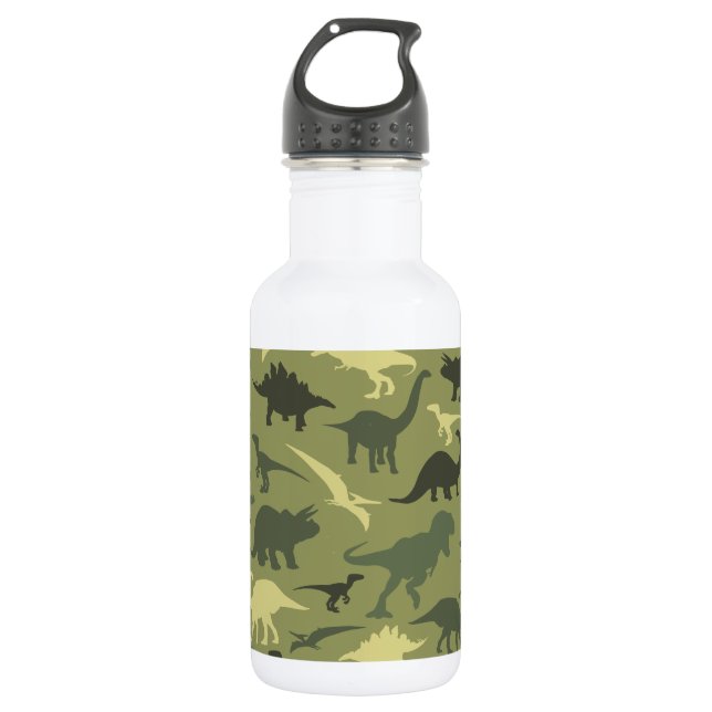 Bouteille D'eau Motif de dinosaure, silhouette de dinosaure, Dino  (Devant)