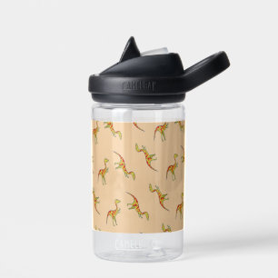 Bouteille D'eau Motif de dinosaures jaune rayé rouge