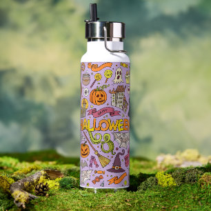 Bouteille D'eau Motif de doodle Halloween mignon