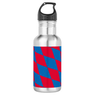 Bouteille D'eau Motif de drapeau diamant Bavière bleu et rouge