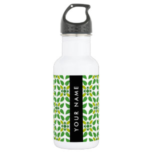 Bouteille D'eau Motif de feuille, feuilles vertes, votre nom