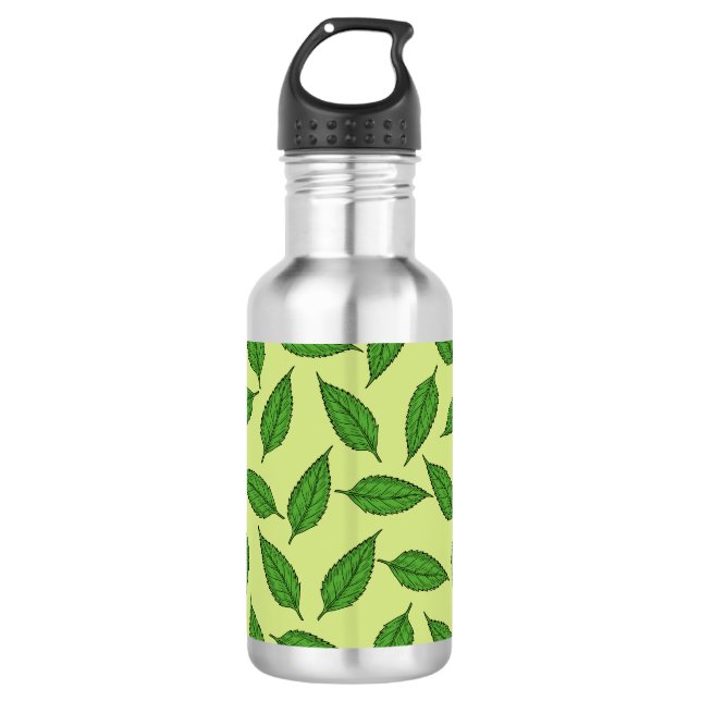Bouteille D'eau Motif de feuilles, motif de feuille, feuilles de p (Devant)