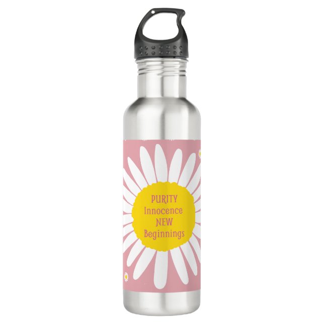 Bouteille D'eau Motif de fleur marguerite - Pureté, citation d'inn (Devant)