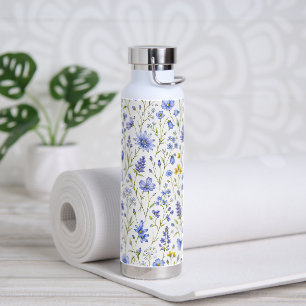 Bouteille D'eau Motif de fleur sauvage aquarelle jaune bleu vert