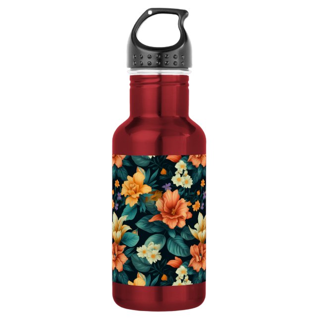 Bouteille D'eau Motif de fleurs colorées (Devant)
