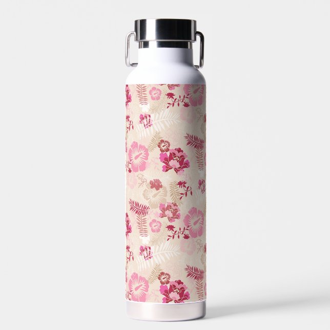 Bouteille D'eau Motif de fleurs modernes roses mignonnes (Avant)