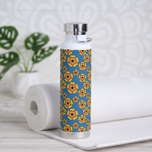 Bouteille D'eau Motif de fleurs orange jaune