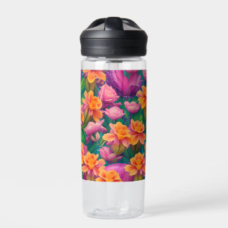 Bouteille D'eau Motif de fleurs tropicales hawaïennes