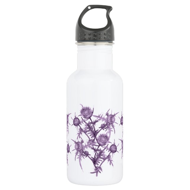 Bouteille D'eau motif de fleurs violettes (Devant)