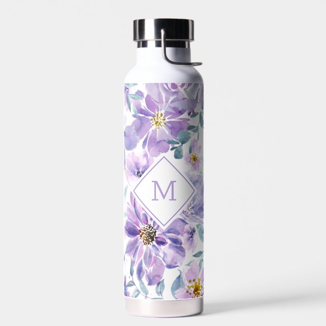 Bouteille D'eau Motif de fleurs violettes (Gauche)