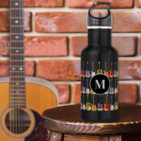Motif de guitare psychédélique funky Monogramme