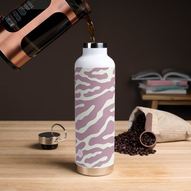 Bouteille D'eau Motif de lignes ondulées abstraites modernes rose  (Café)