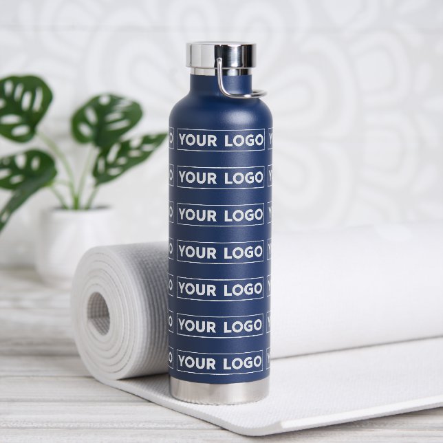 Bouteille D'eau Motif de logo large répété Navy (Yoga)