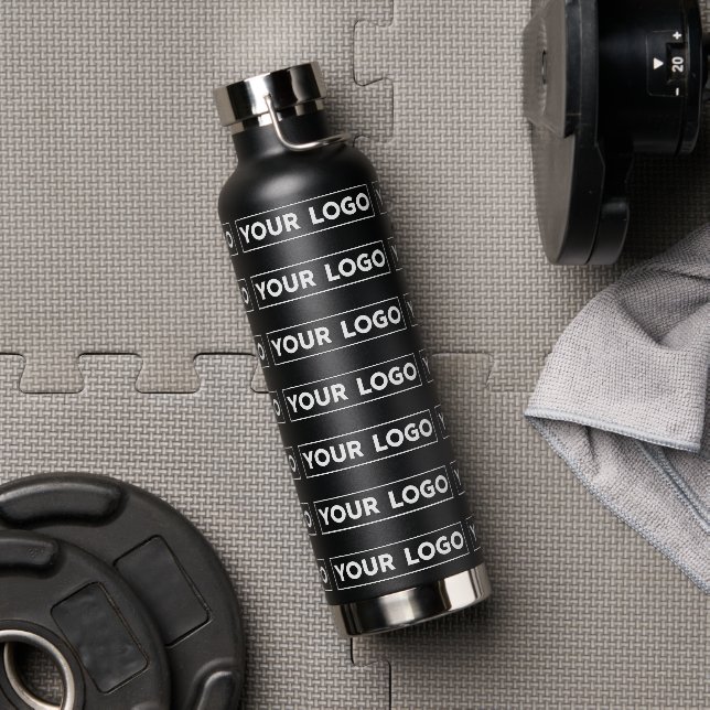 Bouteille D'eau Motif de logo large répété noir (Salle de sport)