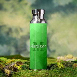 Bouteille D'eau Motif de maille géométrique vert clair Monogramme