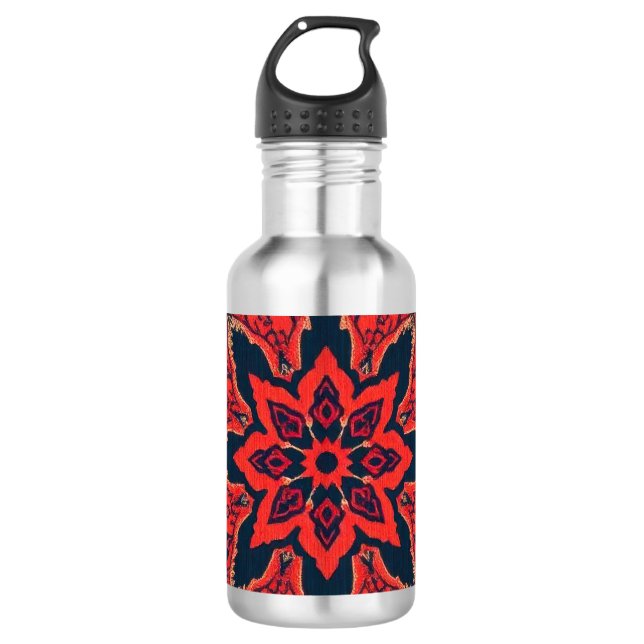 Bouteille D'eau Motif de médaillon persan orné rouge bleu de luxe (Devant)