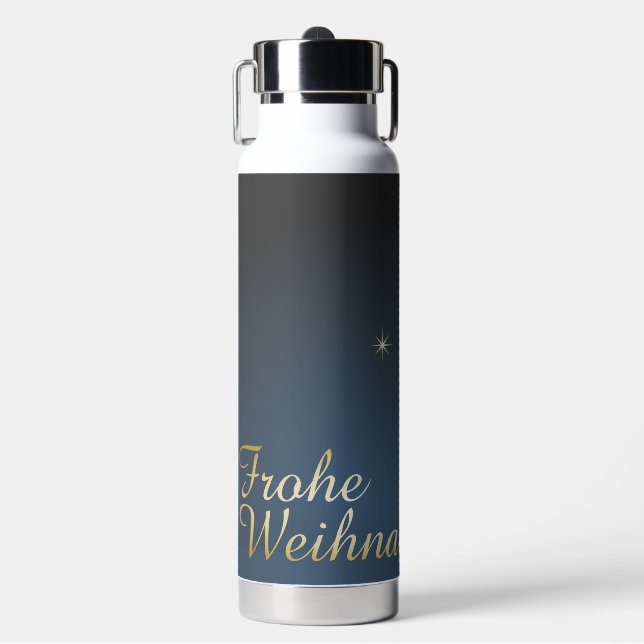 Bouteille D'eau Motif de Noël bleu avec arbre de Noël doré (Salle de sport)