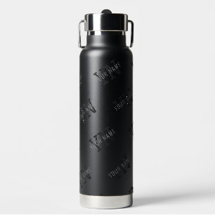 Bouteille D'eau Motif de nom de très gris foncé et de monogramme n