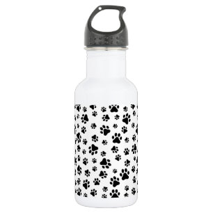 Bouteille D'eau Motif de pattes, pattes de chien, noir et blanc