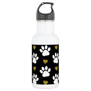 Bouteille D'eau Motif de pattes, Pattes de chien, Pattes blanches,