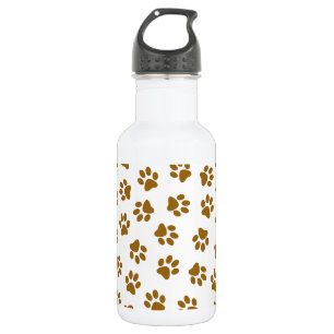 Bouteille D'eau Motif de pattes, pattes de chien, pattes dorées or