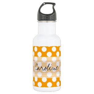 Bouteille D'eau Motif de point à la mode blanc orange de polka