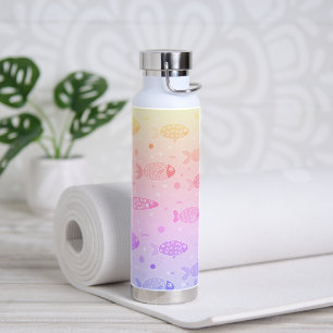 Bouteille D'eau Motif de poisson couché de soleil rayonnant modern