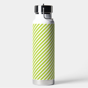 Bouteille D'eau Motif de rayures diagonales vert citron et blanc