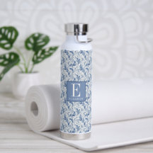 Motif de toile de pays français bleu avec monogram