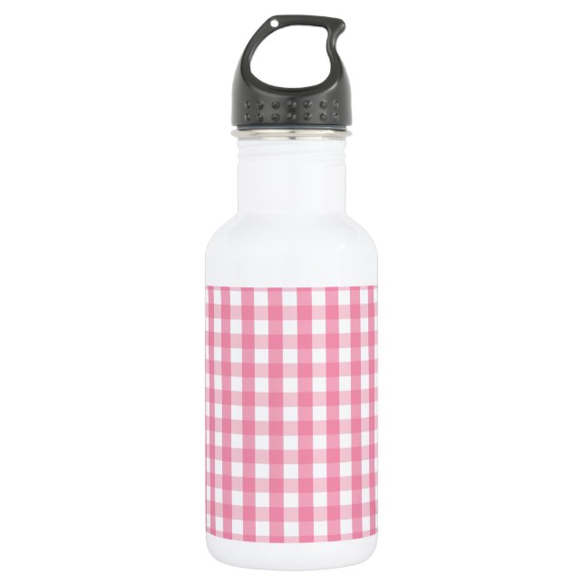Bouteille D'eau Motif de vérification En vichy rose (Devant)
