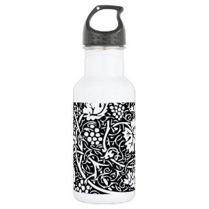 Bouteille D'eau Motif de vigne de raisin noir et blanc de William
