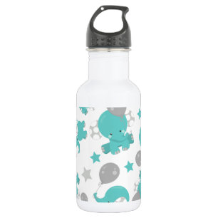 Bouteille D'eau Motif d'éléphants bleus, éléphants mignons, étoile